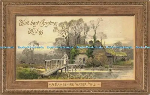 R614604 With best Christmas Wishes A Hampshire Water Mill 1907