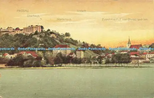 R614629 Passau Oberhaus Niederhaus Ilzstadt Zusammenfluss von Donau und Gasthof Nr 7