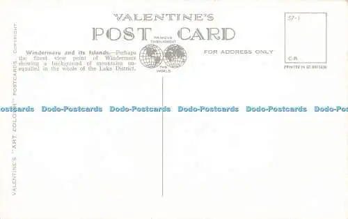 R614633 Windermere und seine Inseln A 447 Valentinstag Kunst Farbpostkarten