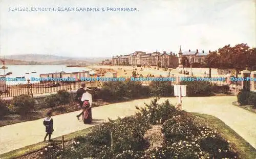 R614726 F 41508 Exmouth Beach Gardens and Promenade Celesque Serie Photochrom