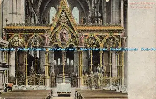 R613875 Hereford Cathedral Rood Screen Autochrom Bild Briefpapier Pfau Br