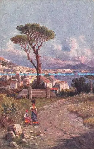 R619264 Napoli Panorama dalla Villa Patrizi Posillipo Pittore C Garelli Milano