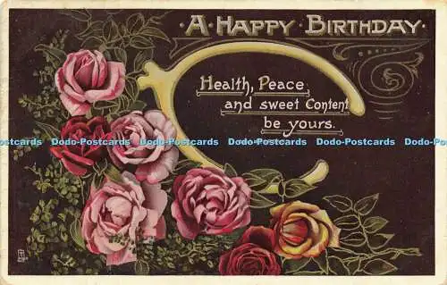 R617270 A Happy Birthday Health Peace and sweet Content be yours Shakespeare Tuc