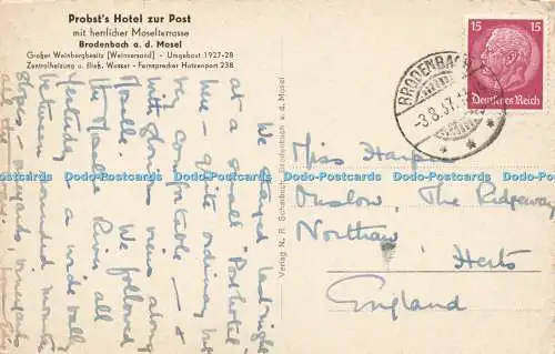 R613928 Brodenbach a d Mosel Probsts Hotel zur Post mir herrlicher Moselterrasse