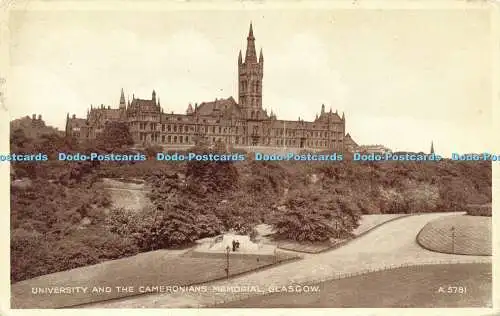 R613954 University and Cameronians Memorial Glasgow A 5781 Phototype Valentines