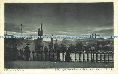 R617366 Prag am Abend Blick vom Kreuzherrenplatz gegen den Hradschin Carl Bellma