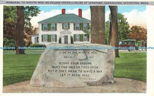 R617382 Memorial to Minute Men on Village Green and House of Jonathan Harrington