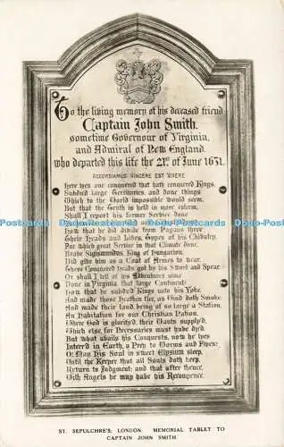 R619426 St Sepulchres London Gedenktafel an Captain John Smith
