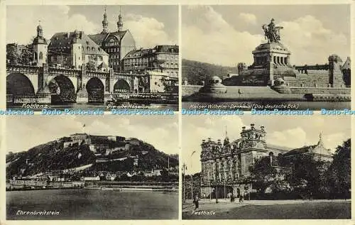 R621853 Koblenz Die alte Moselbrücke Kaiser Wilhelm Denkmal Ehrenbreitstein Fest