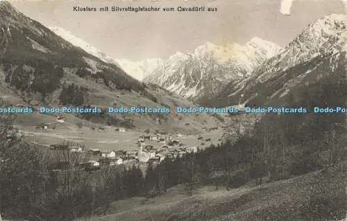 R621921 Klosters mit Silvrettagletscher vom Cavadurli aus A Buchi Artikel 1910