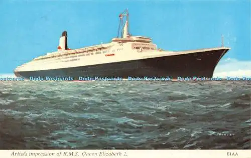 R622048 Künstlerische Darstellung von R M S Queen Elizabeth 2 E1AA Harvey Barton 1969