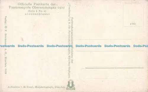 R622053 Offizielle Postkarte der Passionsspiele Oberammergau 1922 Serie I Nr 4 A