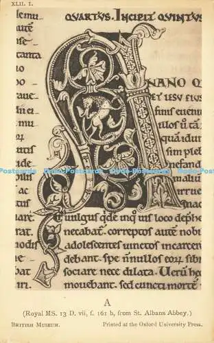 R619682 XLII I A Royal MS 13 D vii f 161 b from St Albans Abbey British Museum O