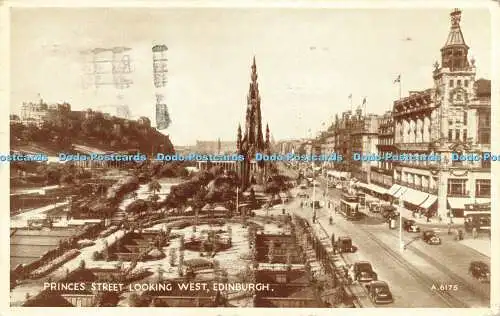 R615179 Princes Street Looking West Edinburgh A 6175 Phototypie Valentines 1953