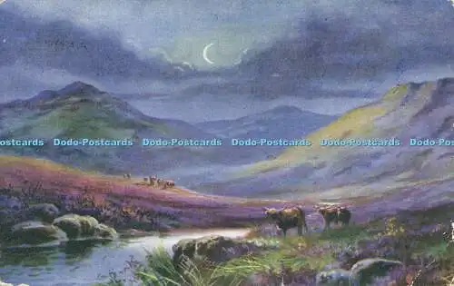 R622117 Moonlight Landscape Painting A Vivian Mansell Fine Art Publishers London