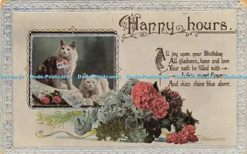 R617695 Glückwunschkarte Happy Hours Alle Freude am Geburtstag Katzen 1924