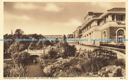R617724 Bournemouth Bourne Stream and Pavilion Gardens BM 16 Original Fotogravur