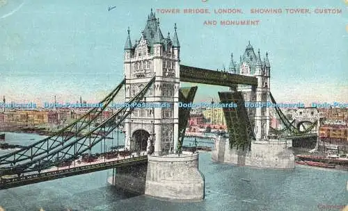 R617802 Tower Bridge London Showing Tower Custom and Monument G D and D L 1907