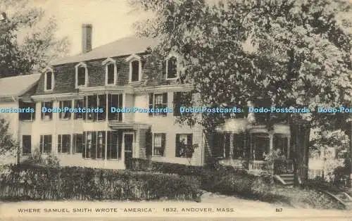 R617866 Wo Samuel Smith Amerika 1832 Andover Mass 867 American Art Post schrieb