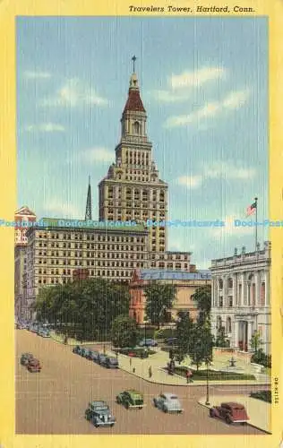 R615388 Travelers Tower Hartford Conn H P Kopplemann Curteich C T Art Colortone