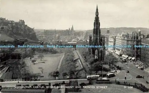 R622469 Edinburgh Castle Scott Monument and Princes Street D 3158 Silveresque Va