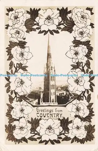 R620087 Grüße aus Coventry St Michaels Spire 1909