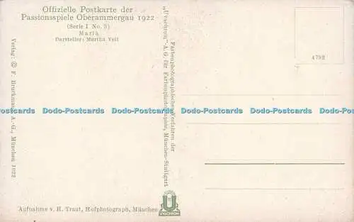 R620233 Offizielle Postkarte der Passionsspiele Oberammergau 1922 Serie I No 3 M