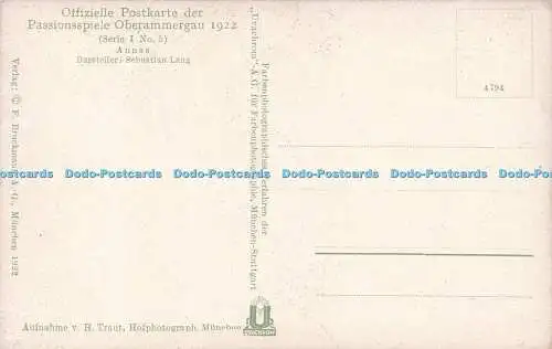 R620234 Offizielle Postkarte der Passionsspiele Oberammergau 1922 Serie I Nr 5 A