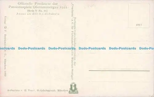 R620238 Offizielle Postkarte der Passionsspiele Oberammergau 1922 Serie V Nr 28