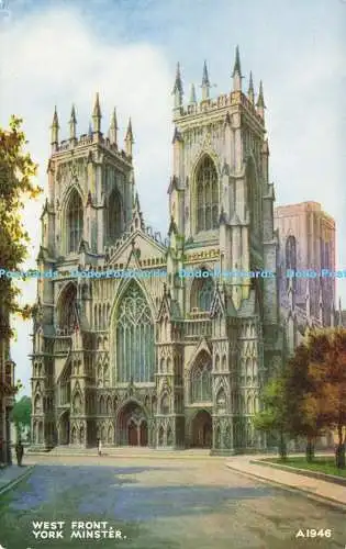 R620274 West Front York Minster A 1946 Kunstfarbe 1242V Stil J Hutton Valentine