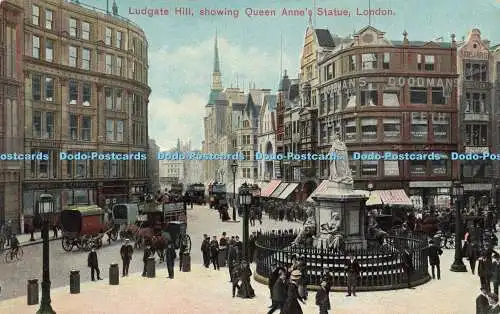 R622718 Ludgate Hill zeigt Queen Annes Statue London Aldwych Serie W H S und