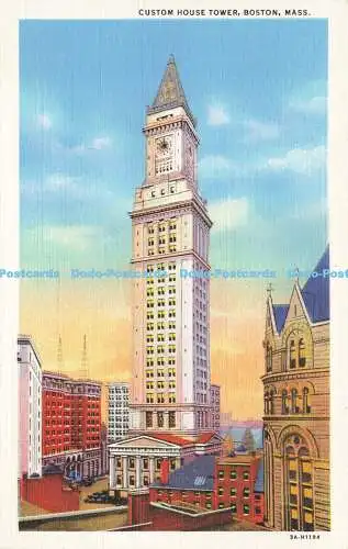 R620362 Custom House Tower Boston Mass United Art C T Art Colortone Curt Teich