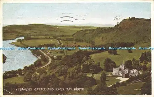 R622828 Kinfauns Castle and River Tay Perth A 6826 Carbo Colour Valentines 1947