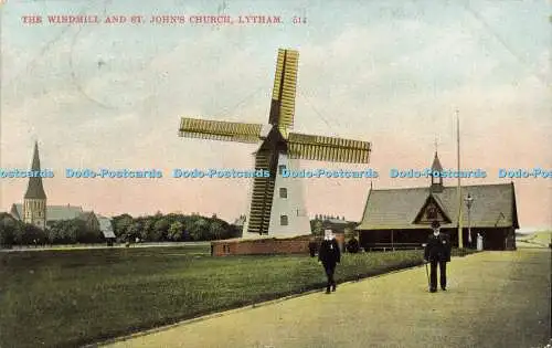 R615943 Windmühle und Johanneskirche Lytham 514 1905