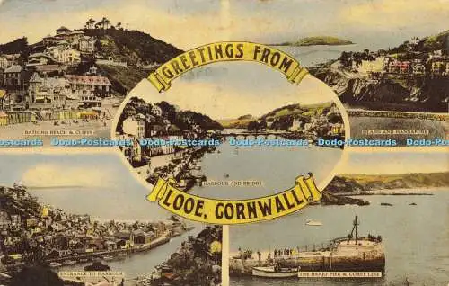 R618438 Grüße aus Looe Cornwall M und L National Serie 1955 Mehrfachansicht