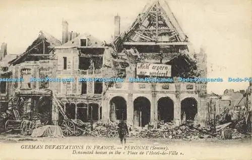 R615987 Deutsche Verwüstungen in Frankreich Peronne Somme Dynamitierte Häuser am Place de