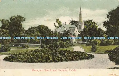 R618516 Wesleyan Church and Gardens Enfield S Short 1904