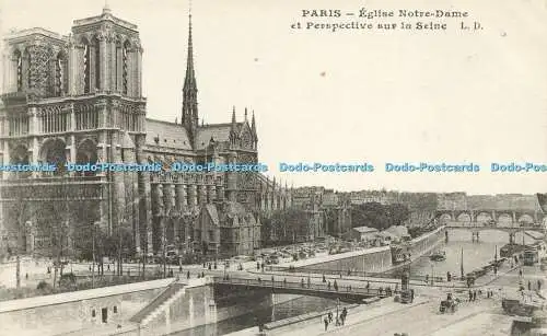 R616058 Paris Eglise Notre Dame et Perspective sur la Seine L D Imp A Faucheux C