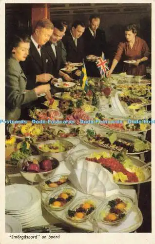 R620647 Smorgasbord an Bord der schwedischen Lloyd Patricia Saga Suecia Britannia Gothen