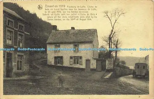 R616150 Nels Dinant en 1919 Faubourg de Leffe Klischee de bois ou furent fusilles