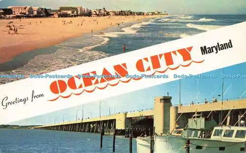 R623154 Grüße aus Ocean City Maryland prickelnder Druck C H Ruth Plastichrome