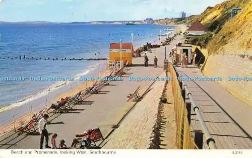 R616287 Beach and Promenade looking West Southbourne S 3715 Dennis 1969