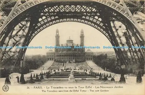 R618800 26 Paris Trocadero vom Eiffelturm aus gesehen Neue Gärten Wichtel Foto LAbeille