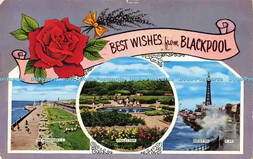 R616325 Beste Wünsche von Blackpool Valentines Valesque 1966 Multi View