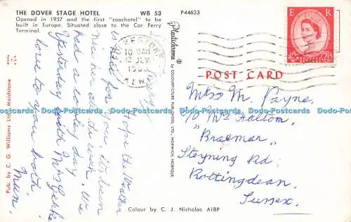 R616382 Dover Stage Hotel WB 53 C G Williams C J Nicholas Plastichrome Colourpic