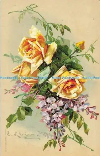 R616522 Blumen Künstler Postkarten Serie 39