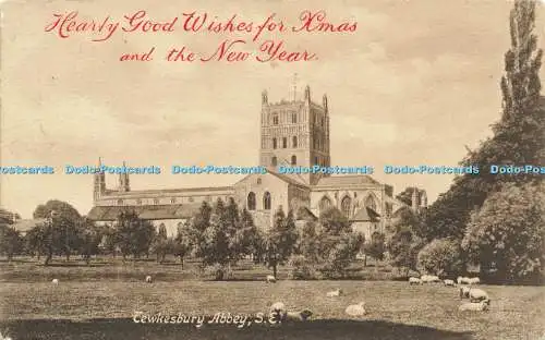 R623470 Tewkesbury Abbey S E Herzliche Gute Wünsche für Weihnachten und Neujahr Friths Ser