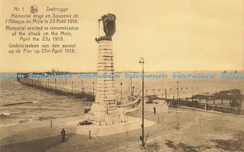 R623475 Nr 1 Nels Zeebrugge Denkmal errichtet zur Erinnerung an Angriff auf Mole Ap