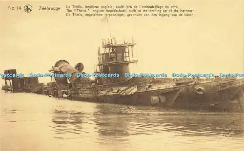 R623515 No 14 Nels Zeebrugge Thetis englisches Torpedoboot versenkt bei Abfüllung von