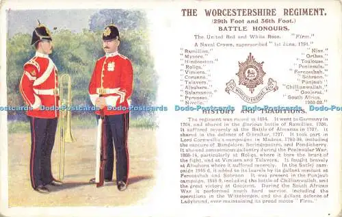 R621157 Worcestershire Regiment 29th Foot and 36th Foot Battle Honours History a